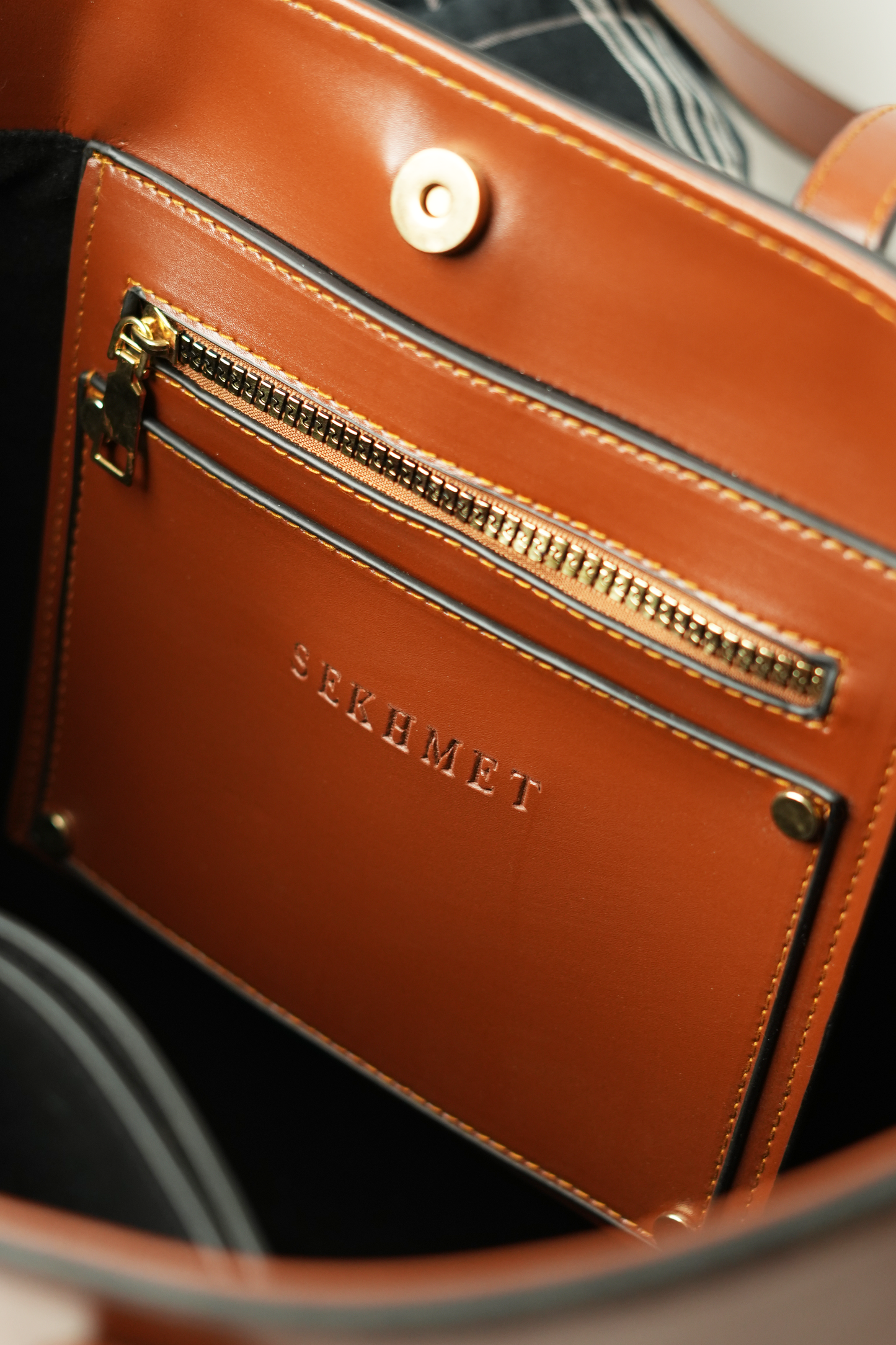 The entire tote bag in camel