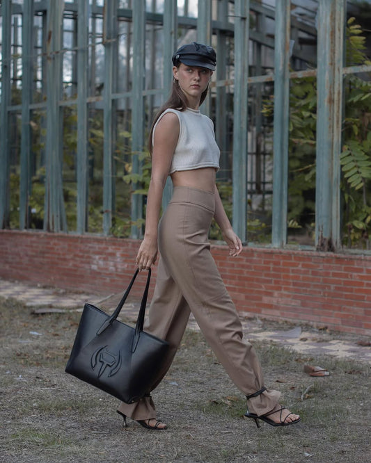 The entire tote bag in black