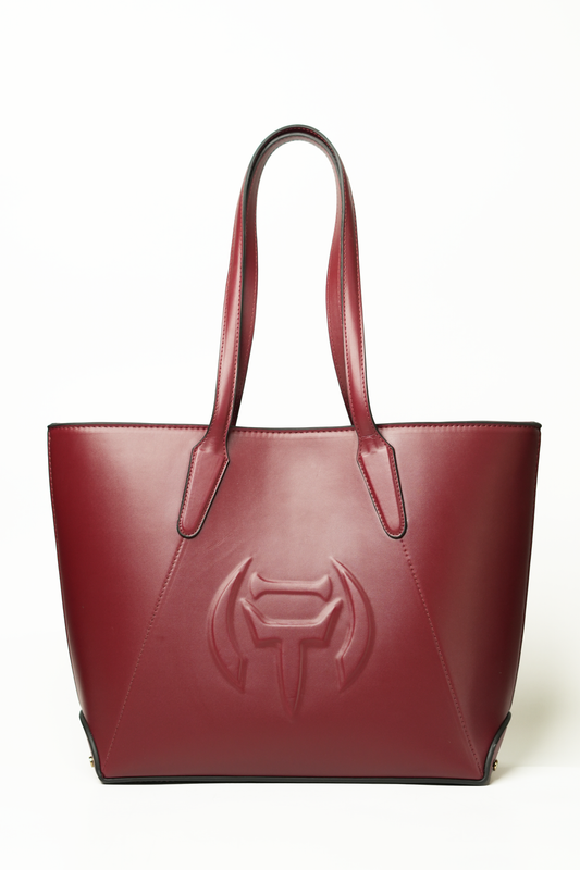 The entire tote bag in maroon